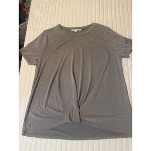 Green Envelope Los Angeles Womens Gray Twist Front Short‎ Sleeve T Shirt medium